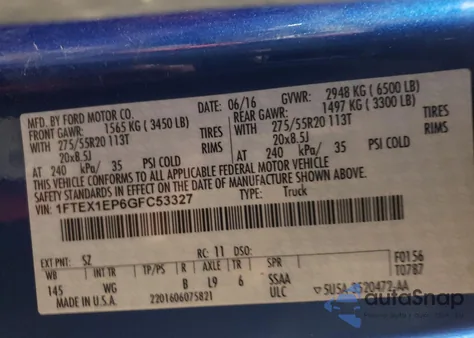 2016 Ford F150 Super Cab from USA, damaged, VIN 1FTEX1EP6GFC53327